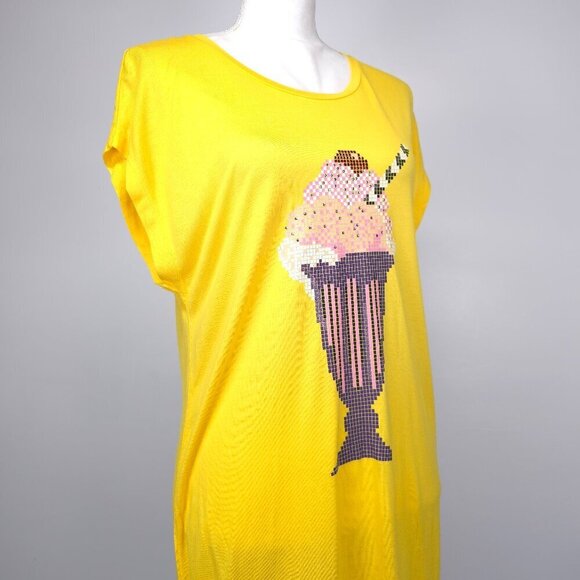 M MISSONI Yellow Summery Loose Fit Oversized Shirt with Ice Cream Design - Picture 4 of 12